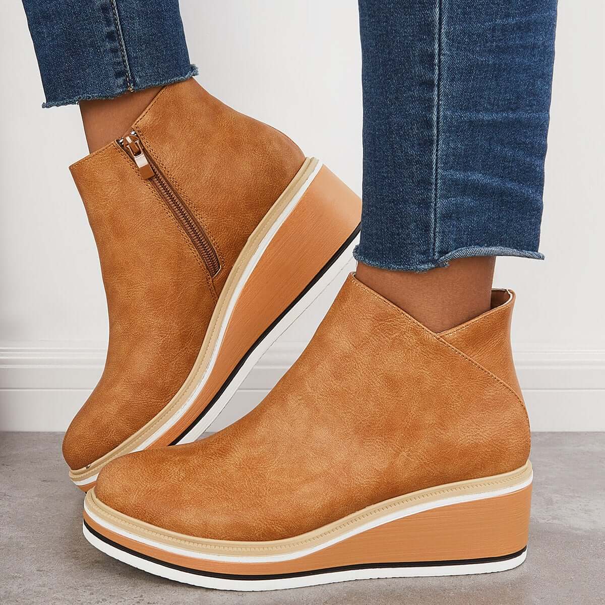 Women's Platform Boots with Zipper