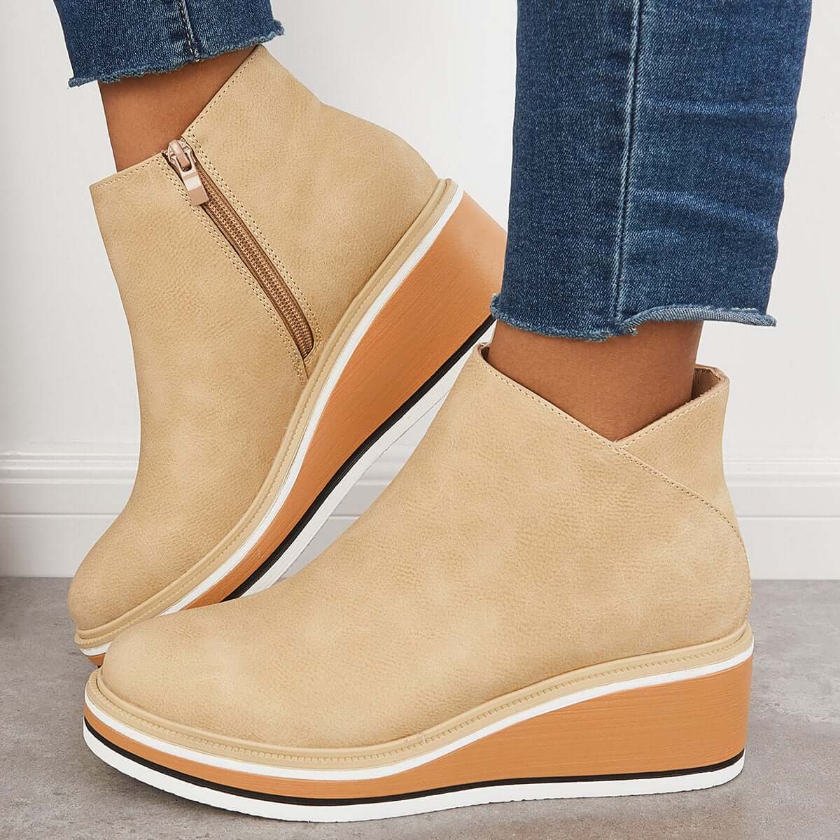 Women's Platform Boots with Zipper
