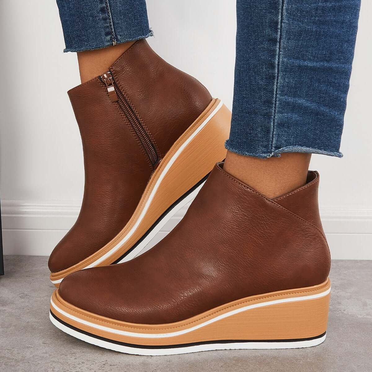 Women's Platform Boots with Zipper