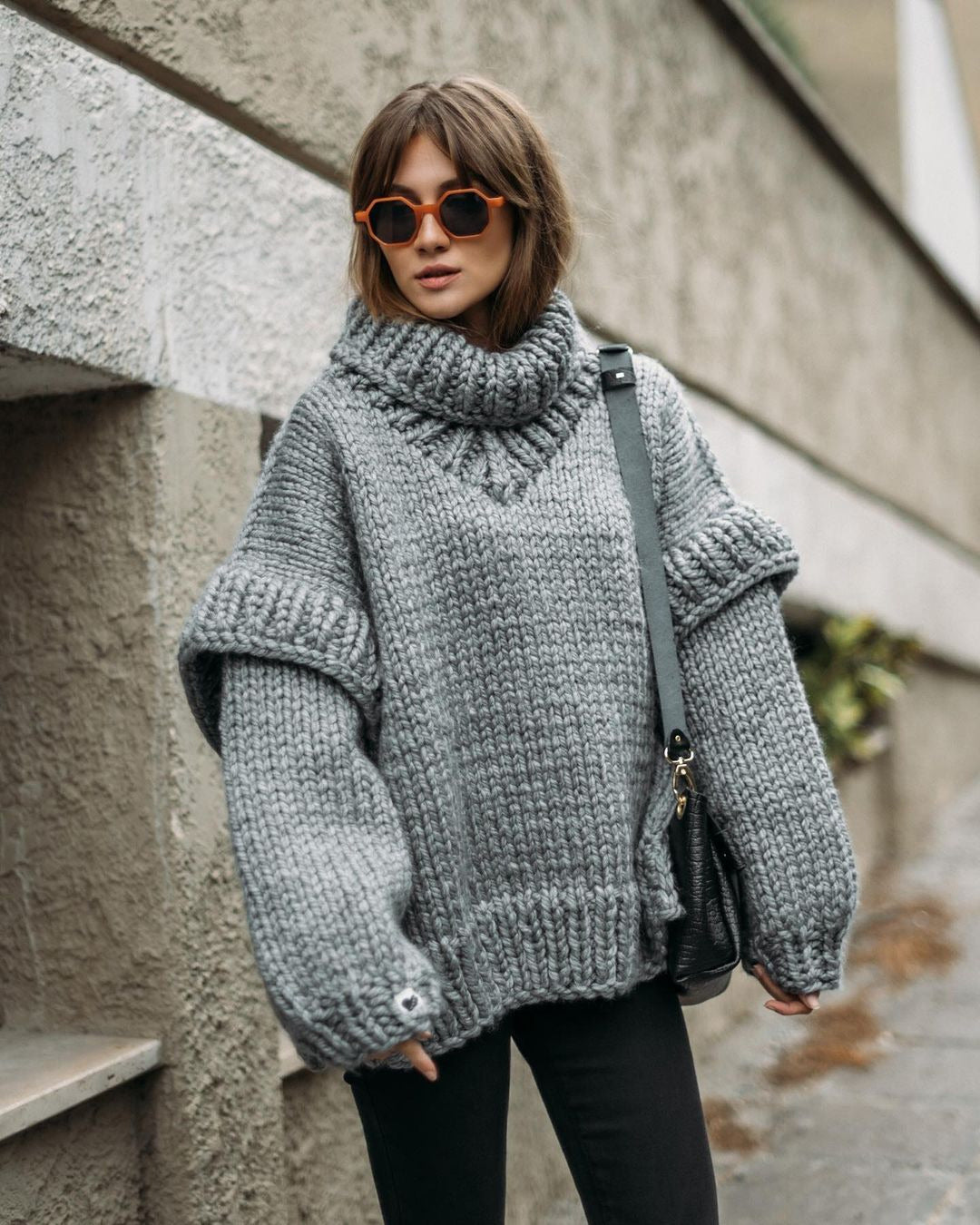Loose-Knit Turtleneck Oversized Sweaters for Women