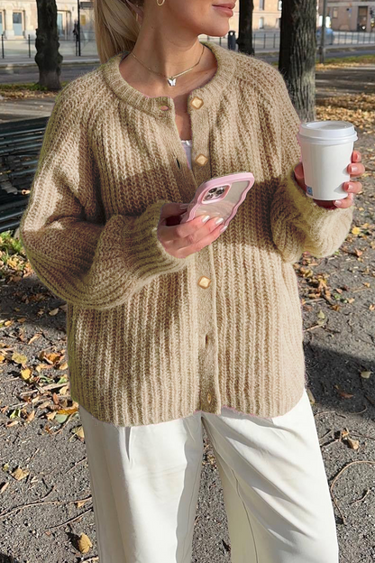 Lässiger Strickpullover Rundhals Damen