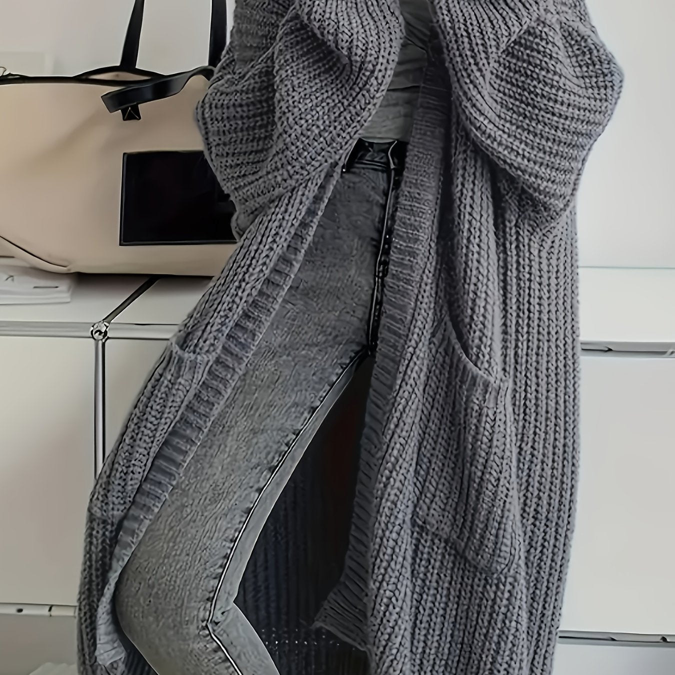 Women's Elegant Knitted Cardigan with Belt