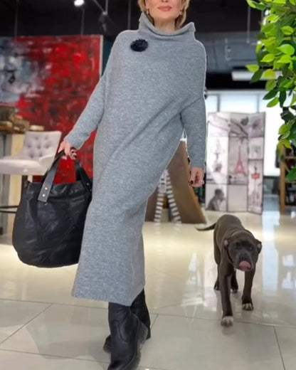 Turtleneck Long-Sleeved Dress Elegant Women's Clothing