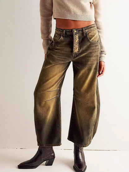 Women's Wide Leg Jeans Trendy Printed