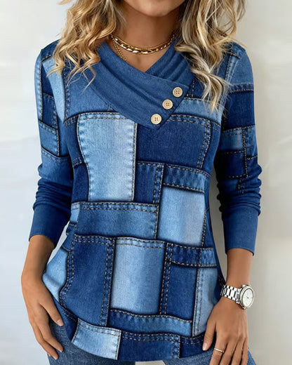 Women's Top V-Neck Modern Solid Color