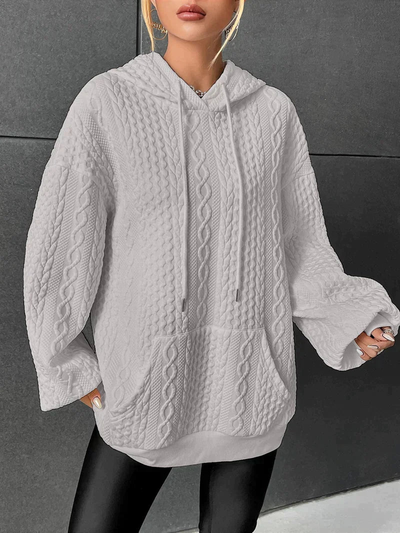Oversized Sweater Hood Drawstring Oversized