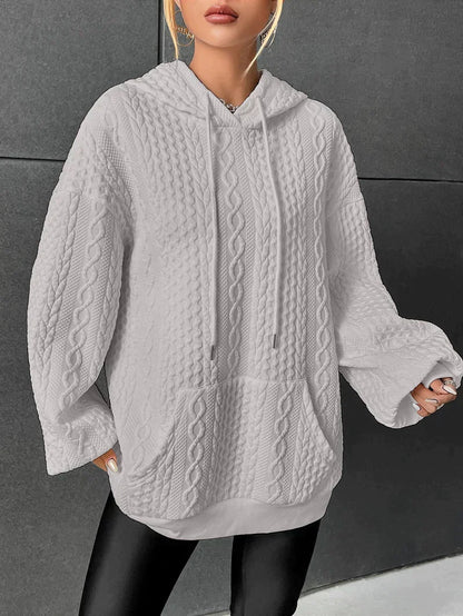 Oversized Sweater Hood Drawstring Oversized