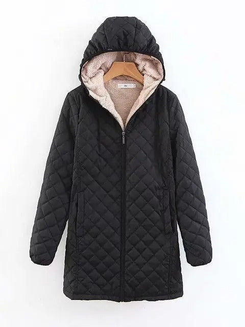Women's Warm Quilted Jacket with Hood