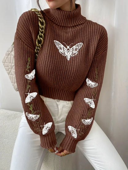 Fashionable Women's Sweater Butterfly Pattern