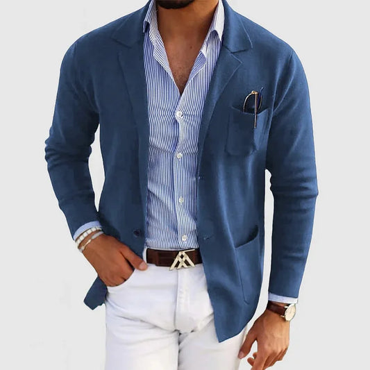 Herren Strickblazer Beige Casual - IdealeKleiden