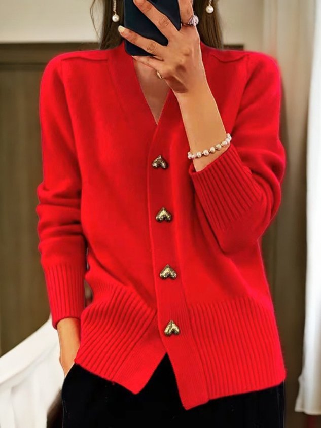 Soft cardigan with golden heart buttons