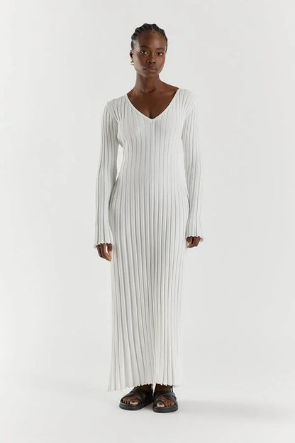 Comfortable Women's V-Neck Midi Dress