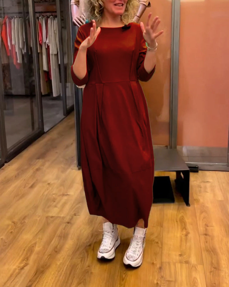 Elegant Dress Round Neck 2/3 Sleeves
