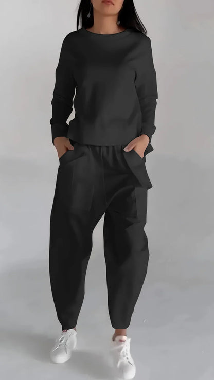 Women's Elegant Cashmere Two-Piece Set Round Neck