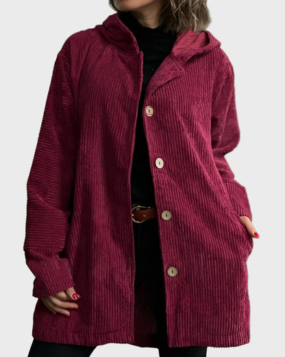Practical winter jacket hood and buttons