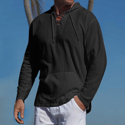 Kapuzenpullover Bequem Baumwolle Oversized V-Ausschnitt - IdealeKleiden