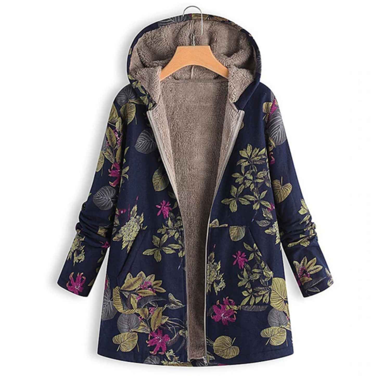 Stylish women's jacket floral pattern warm
