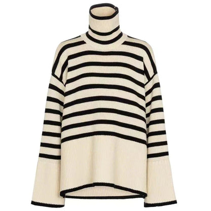 Striped Turtleneck Sweater for Women