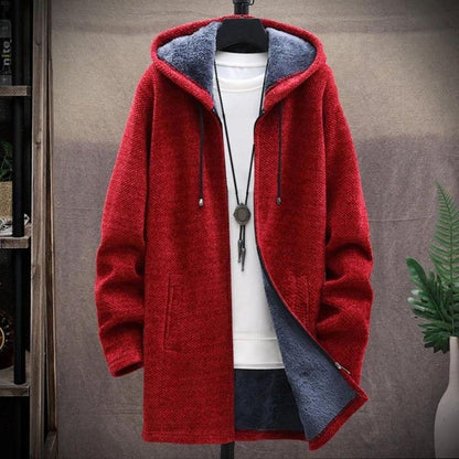 Warm winter jacket with hood and zipper