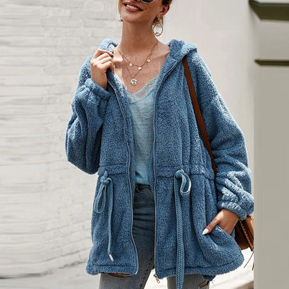 Soft Teddy Oversized Jacket with Hood and Pockets