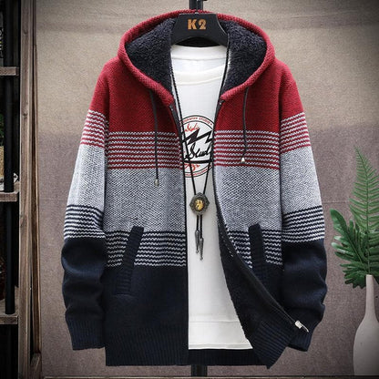 Men's Long Warm Hooded Cardigan