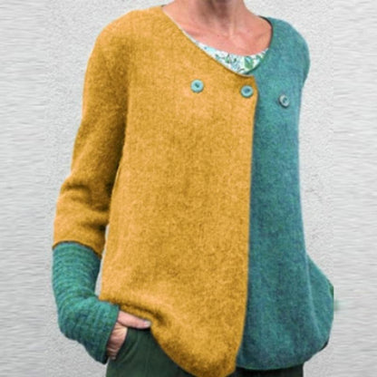 Comfortable Sweatshirt Relaxed Fit Colorful Button Placket
