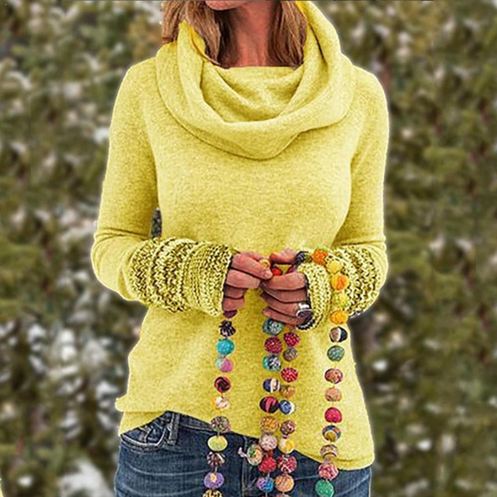 Warm Sweaters Women Oversized Cowl Neck Sweatshirt