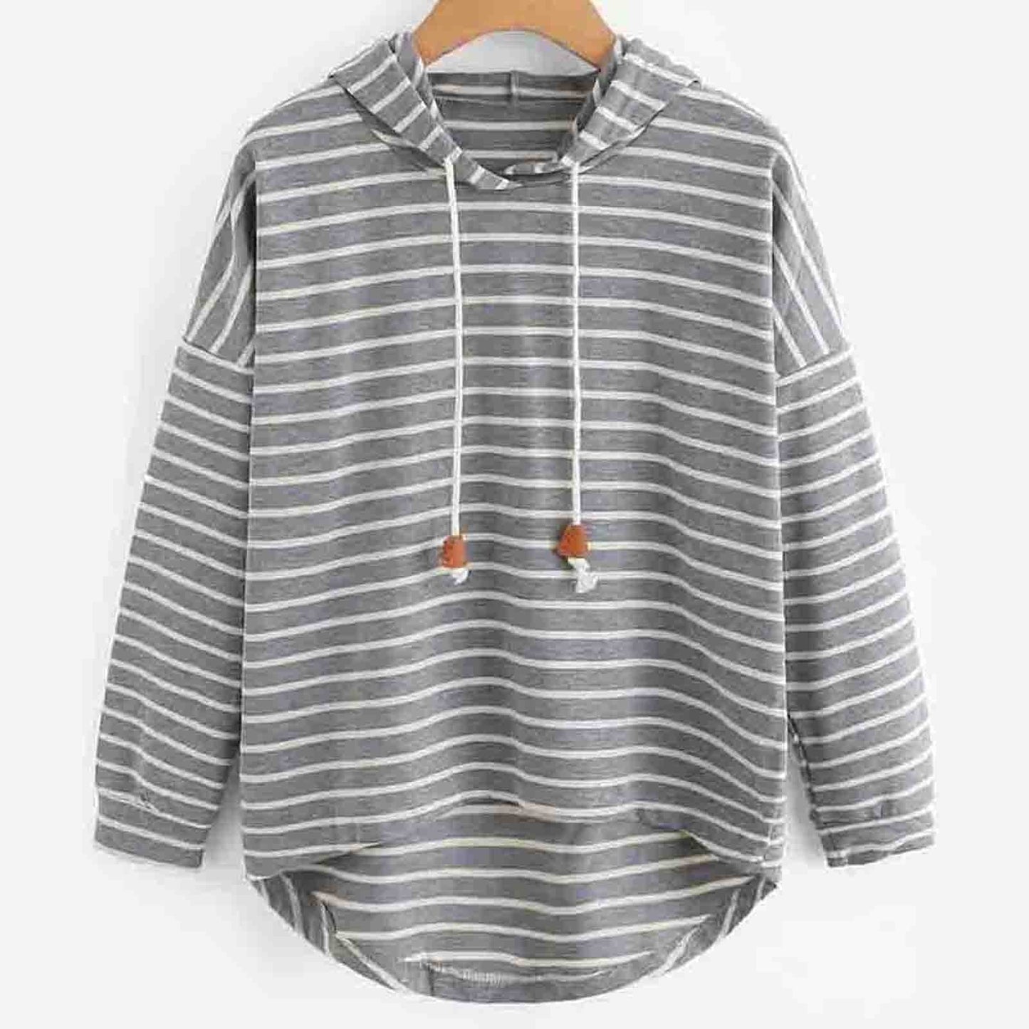 Hoodie Striped Pattern Comfortable Loose-fitting