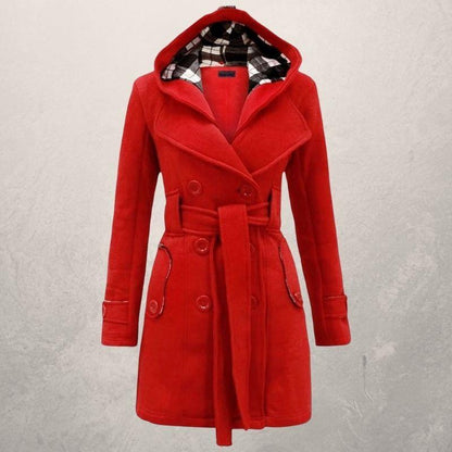 Classic Double-Breasted Trench Coat with Hood