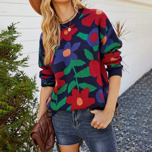 Women's Floral Knit Sweater