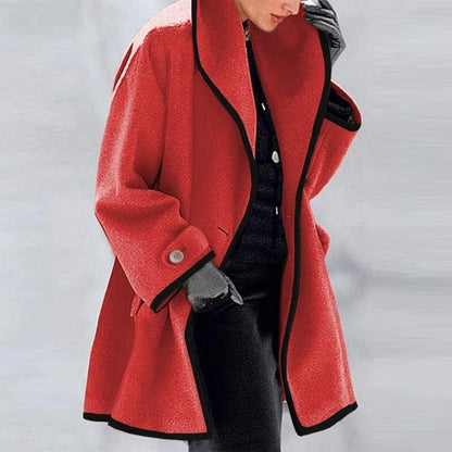 Wool Coat Open Shawl Collar Short