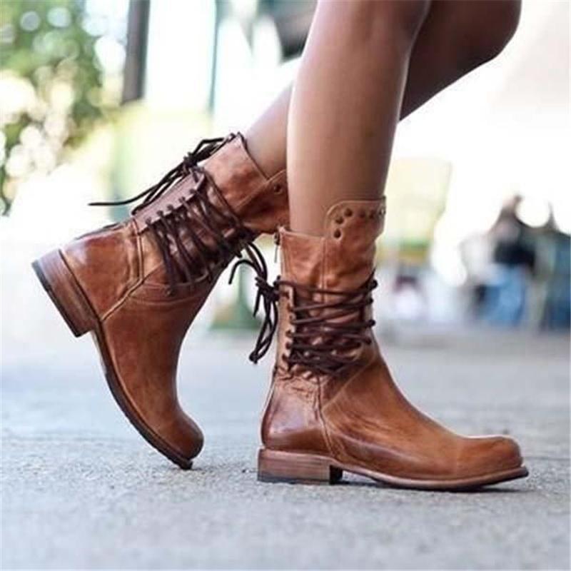 Elegante Stiefeletten Lederschuhe Damen - IdealeKleiden