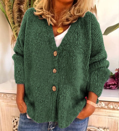 Classic Cardigan Chunky Knit Loose Fit V-Neck
