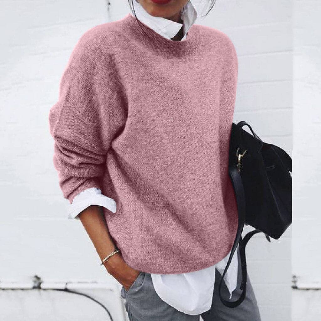 Classic Knitted Sweaters for Women Loose Fit Soft Round Neck