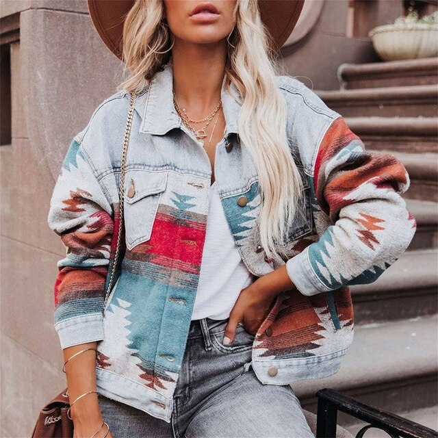 Stylish Aztec Jacket Colorful Vintage Look