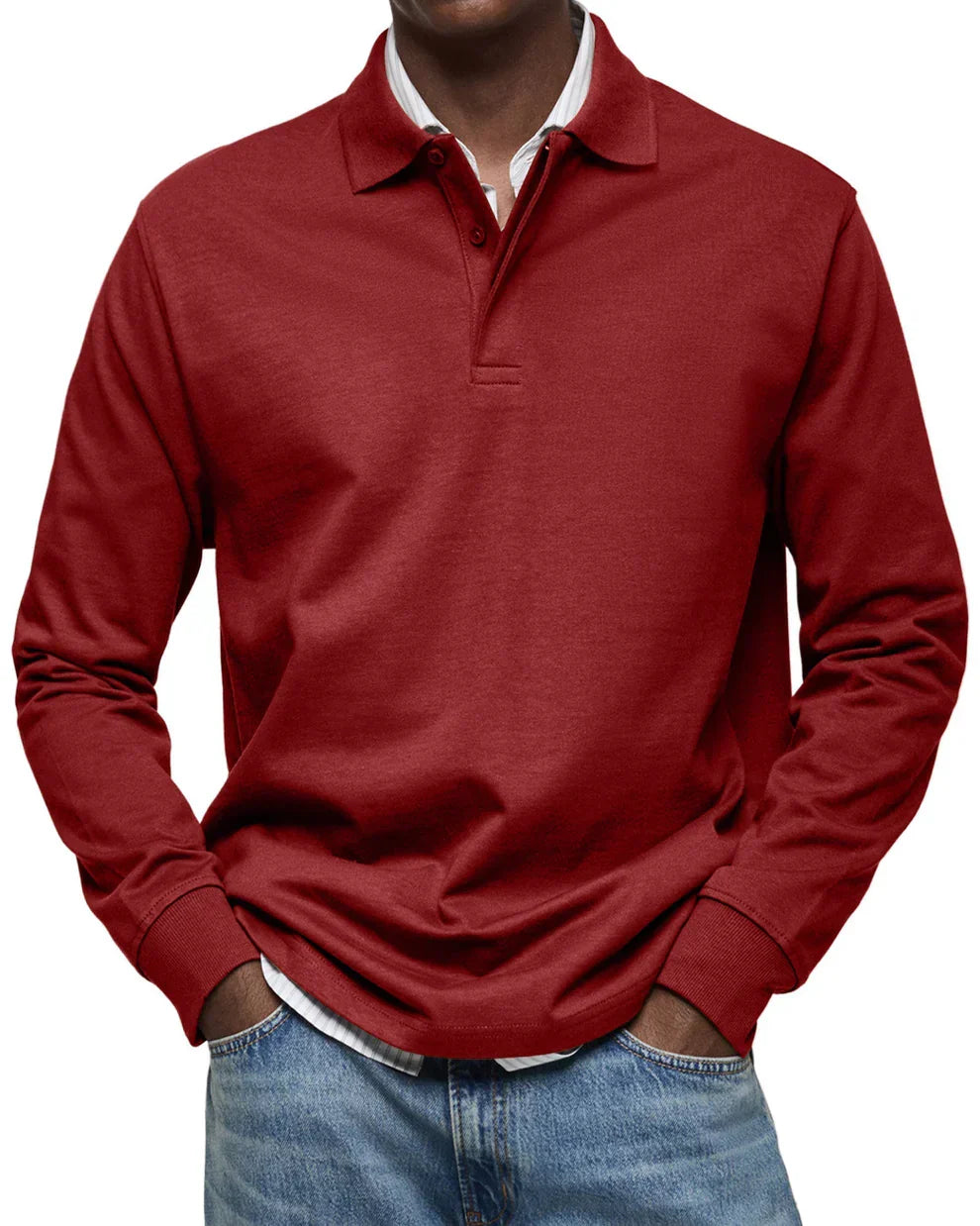 Men's Classic Elegant Long-Sleeve Polo Shirt