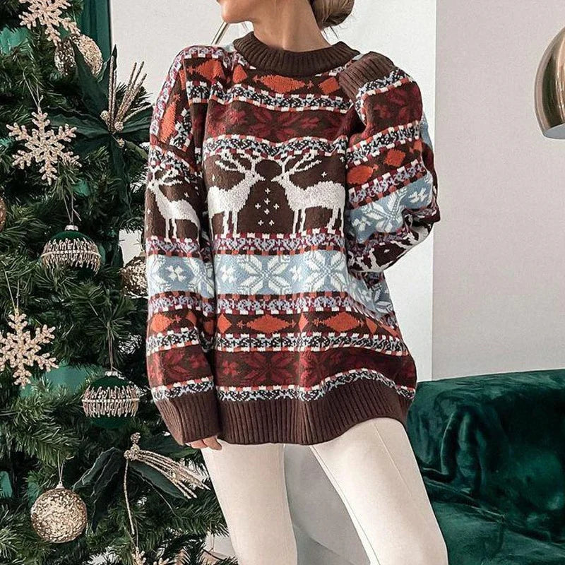 Weihnachts-Pullover Damen Kuschel Warm - IdealeKleiden