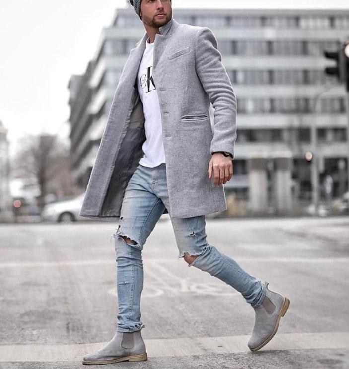 Men's Long Coat Elegant Black Modern