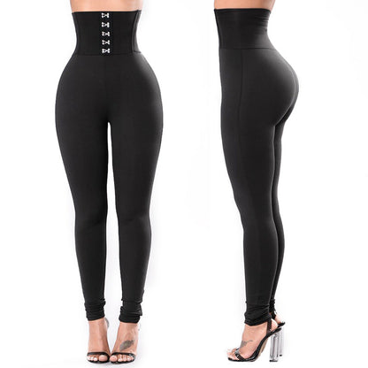 Women's High-Waisted Leggings with Buttons Fashionable Elegant