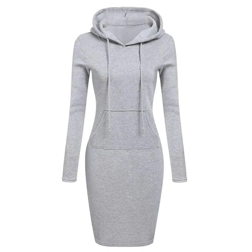 Fashionable Hoodie Dress with Hood and Kangaroo Pocket