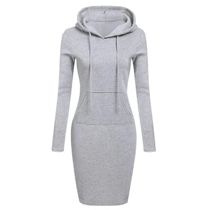 Fashionable Hoodie Dress with Hood and Kangaroo Pocket