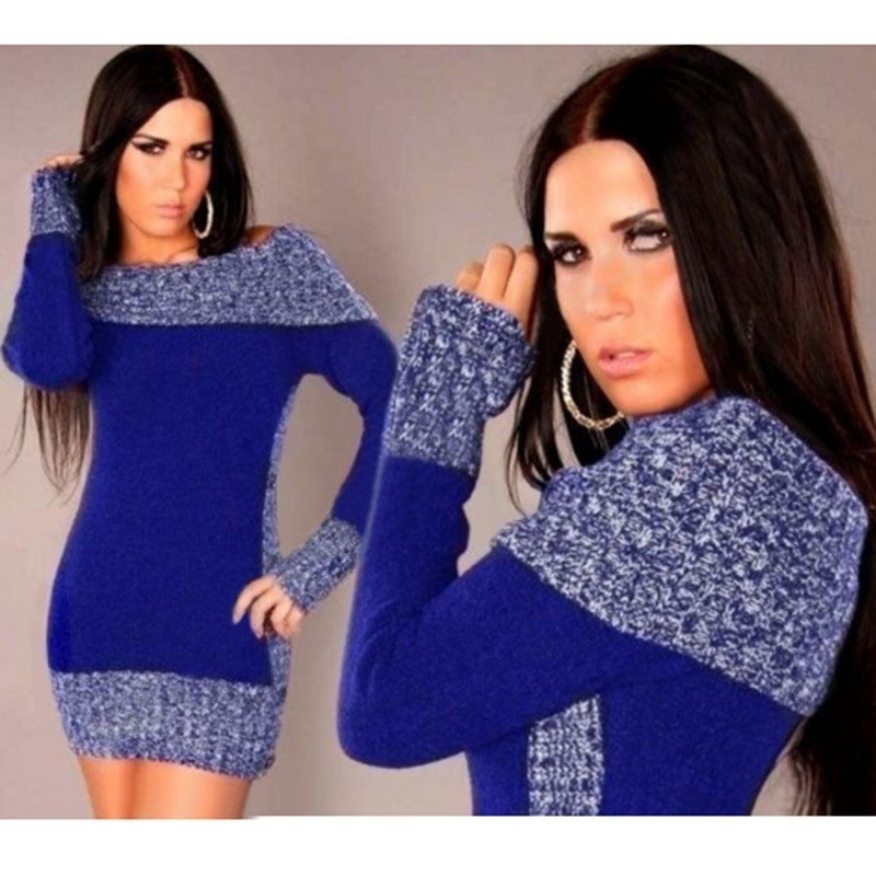 Women's Knitted Dress Elegant Off-Shoulder Chic