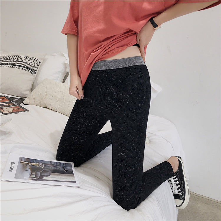 Damen Glitzer Leggings Figurbetonter Style - IdealeKleiden