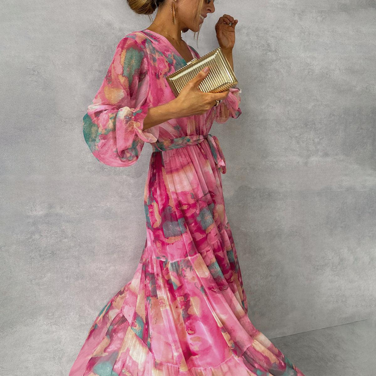Women's Maxi Dress Floral Elegant Pleated