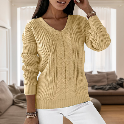 Stylish V-neck Knitted Jumper for Women