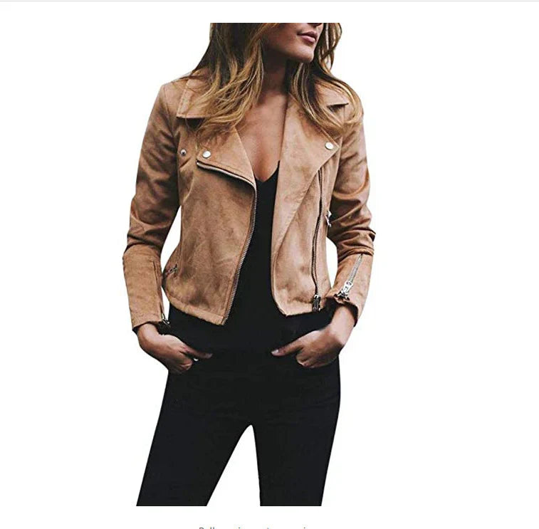 Women's Short Jacket Zipper Long-sleeved