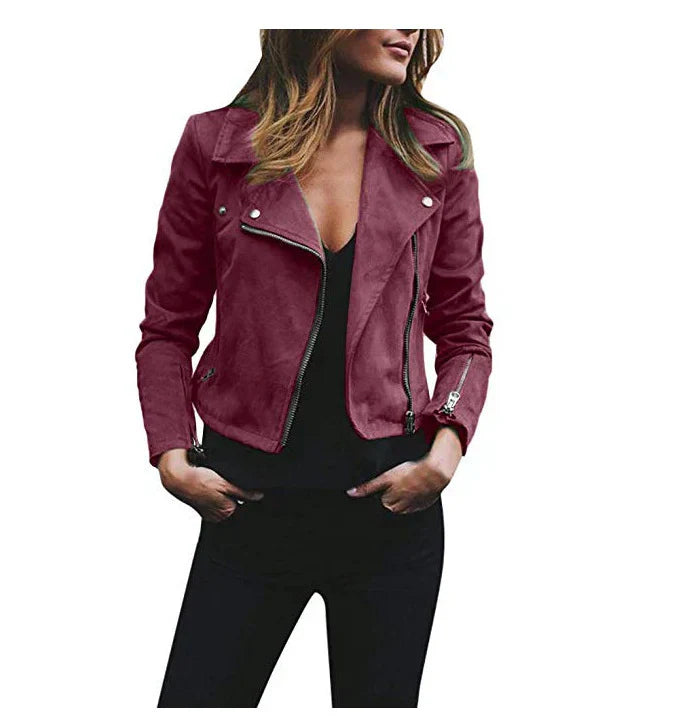Women's Short Jacket Zipper Long-sleeved