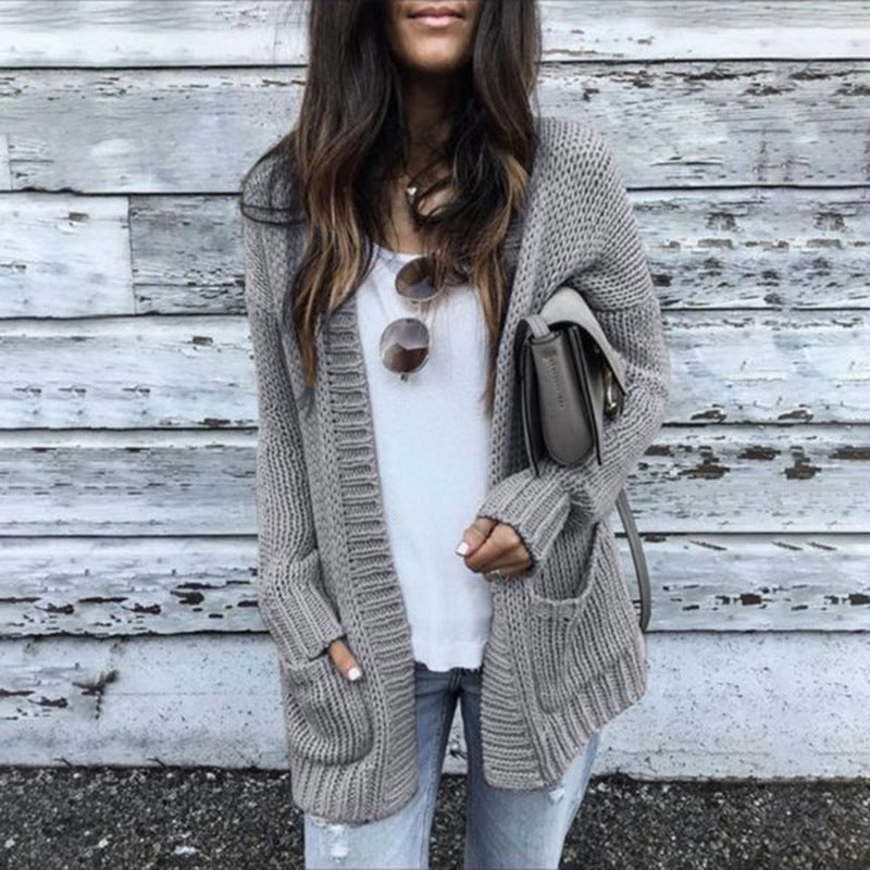 Women's Chunky Knit Cardigan Comfortable with Pockets