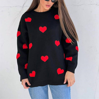 Knitted Oversize Dress Heart Pattern Curly