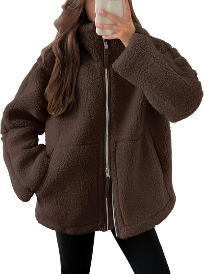 Stylish Women's Wool Jacket Zipper